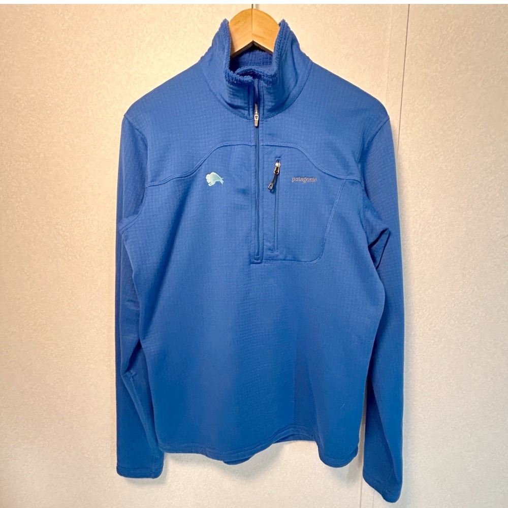 patagonia men's medium polartec blue regulator pullover quarterzip fleece